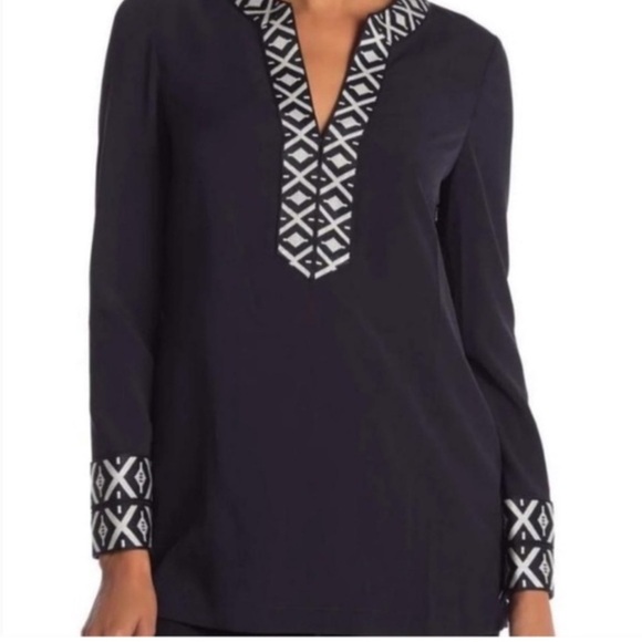 NWT Tory Burch Navy Tunic with Taping Size 6 - Picture 1 of 12